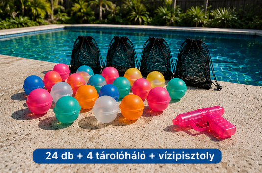 Party csomag - 24 db EcoSplashers + 4 tároló + vizipisztoly