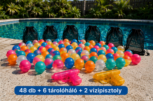 Mega buli csomag - 48db + 6 tárolóháló + 2 vizipisztoly